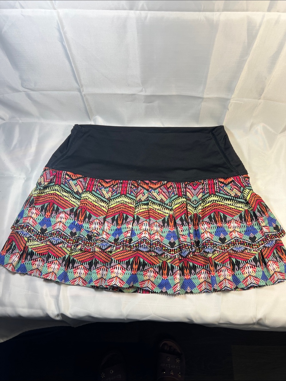 Lucky in Love Black-Waist Multicolor Aztec Skater Skirt